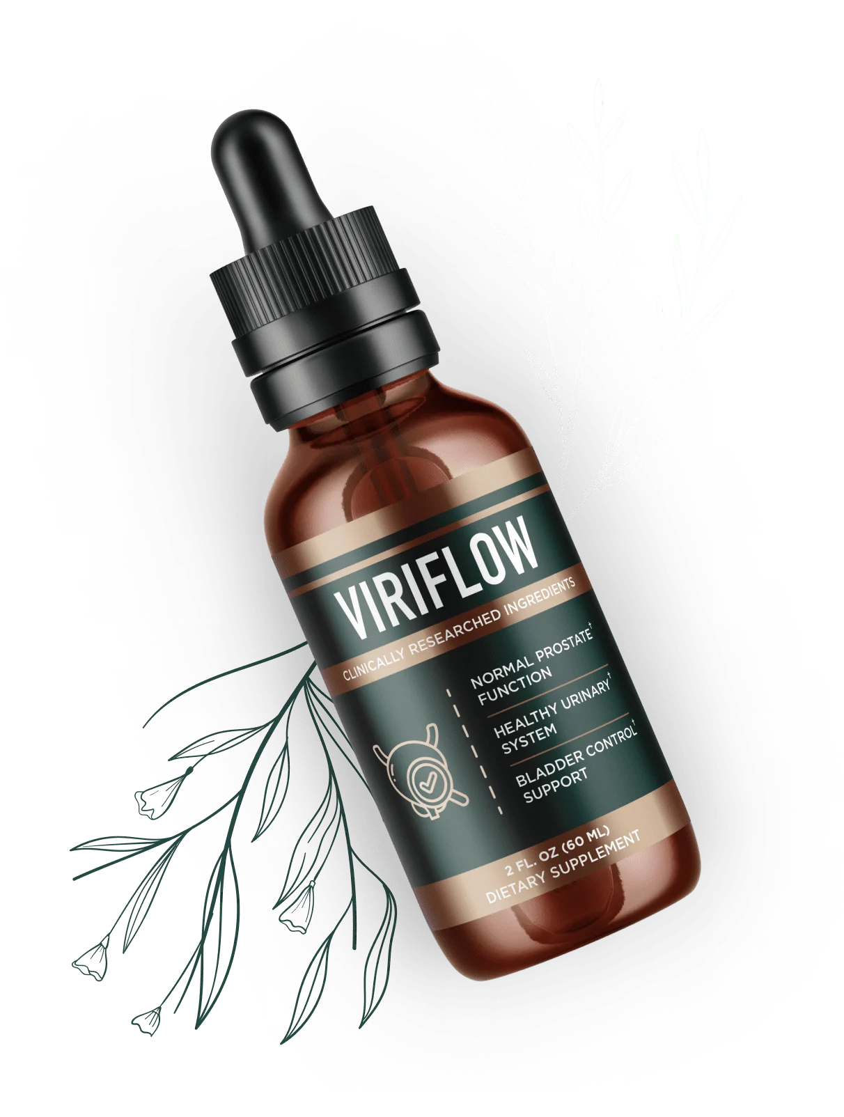 ViriFlow Plant-Based Prostate Support Liquid Drops — 2 FL OZ Bottle